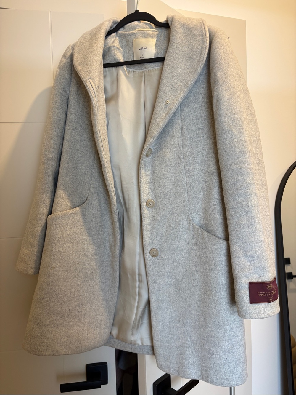 Wilfred Light Gray Hooded Wool-Blend Coat